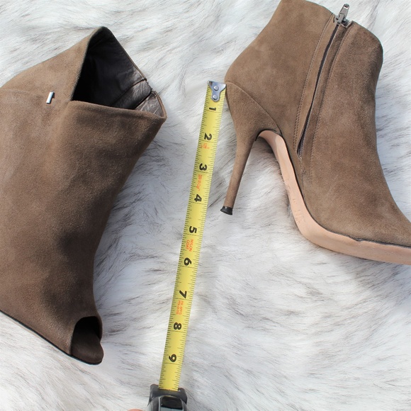 SOLD Calvin Klein Suede Taupe PeepToe Booties - Picture 2 of 8